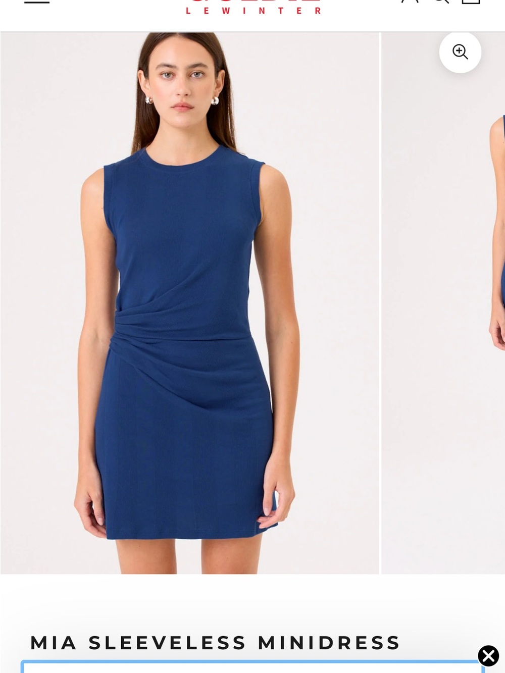 Goldie Navy Sleeveless Mini Dress with Side Drape